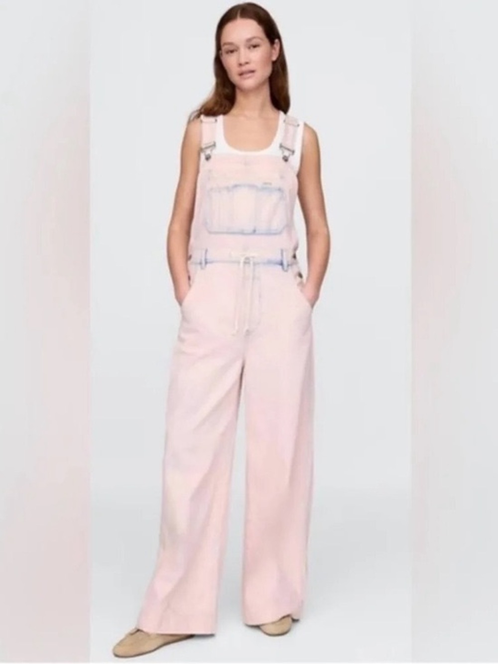 NWOT- Gap Super Baggy Wide Leg Pink Wash Overalls- SP